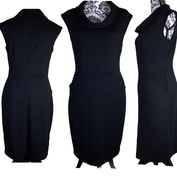 black sleeveless pencil dress